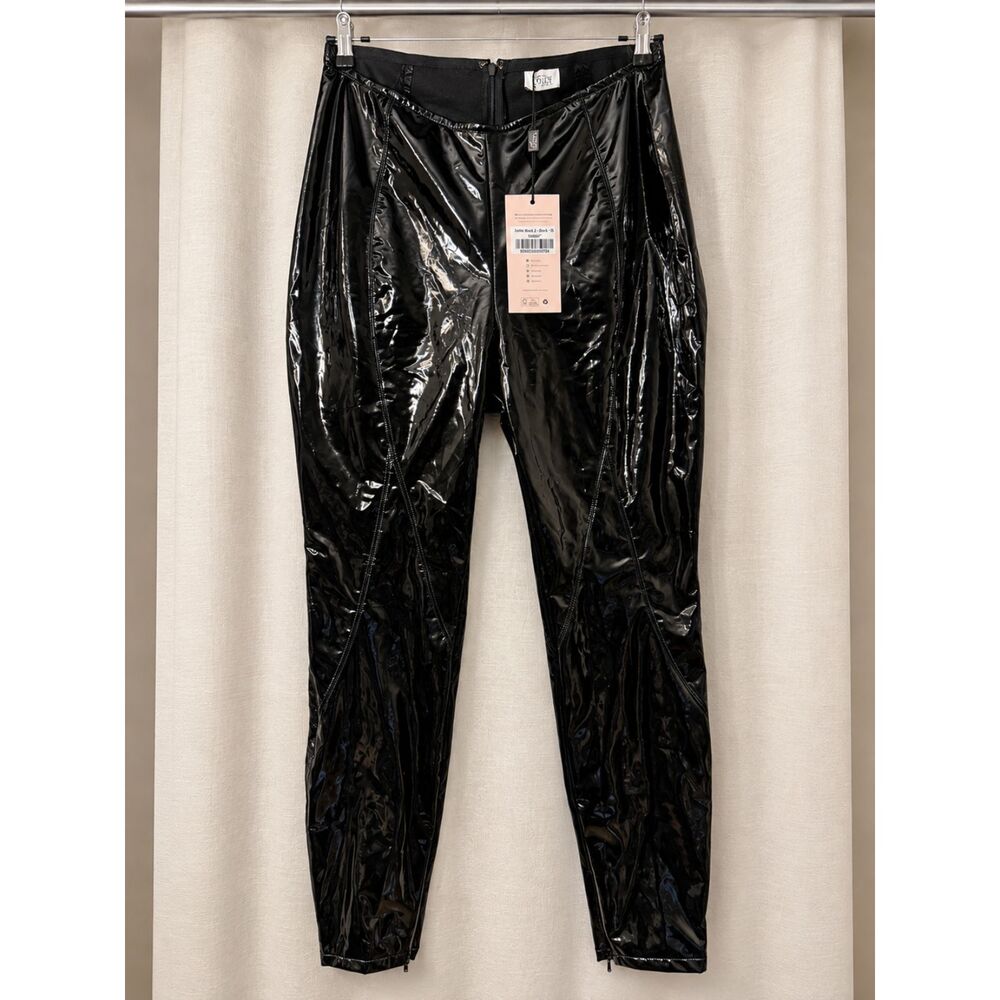 oh, Polly Black patent skinny pants